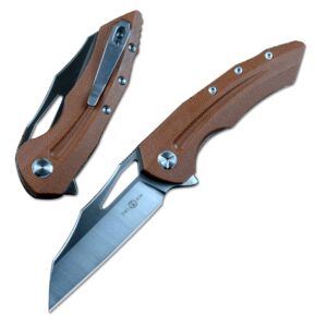 twosun y-start folding outdoor camping hunting knife ts132 d2 blade linen handle