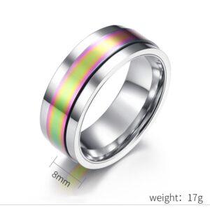 SSZYU Inspirational Jewelry Fashion Ring Stainless Steel Silver&Blue 2 Tone Band Ring for Women Keep Fucking Going Inspirational Spinner Ring Encouragement Graduation Ring for Women Men,Size 12