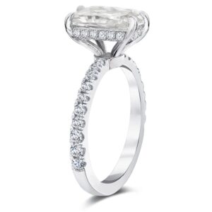 Bo.Dream 3ct Radiant Cut Cubic Zirconia Engagement Rings for Women Platinum Plated Sterling Silver Size 7