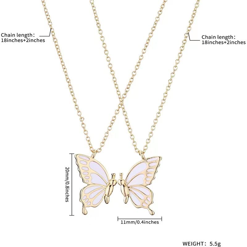 Aunt Niece Matching Necklace 2 Butterfly Matching Gift Set for 2 Thanksgiving Mother's day Valentine's Christmas Birthday for auntie (Gold)