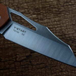 TwoSun Y-START Folding Outdoor Camping Hunting Knife TS132 D2 Blade Linen Handle