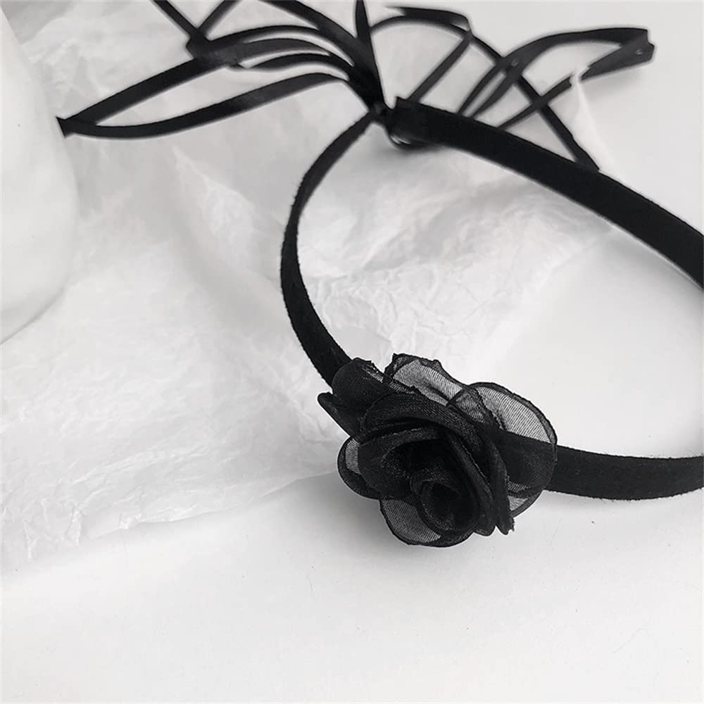 Rumtock Black Lace Rose Flower Velvet Choker Necklace for Women Girls Punk Jewelry Ladies Dainty Necklace