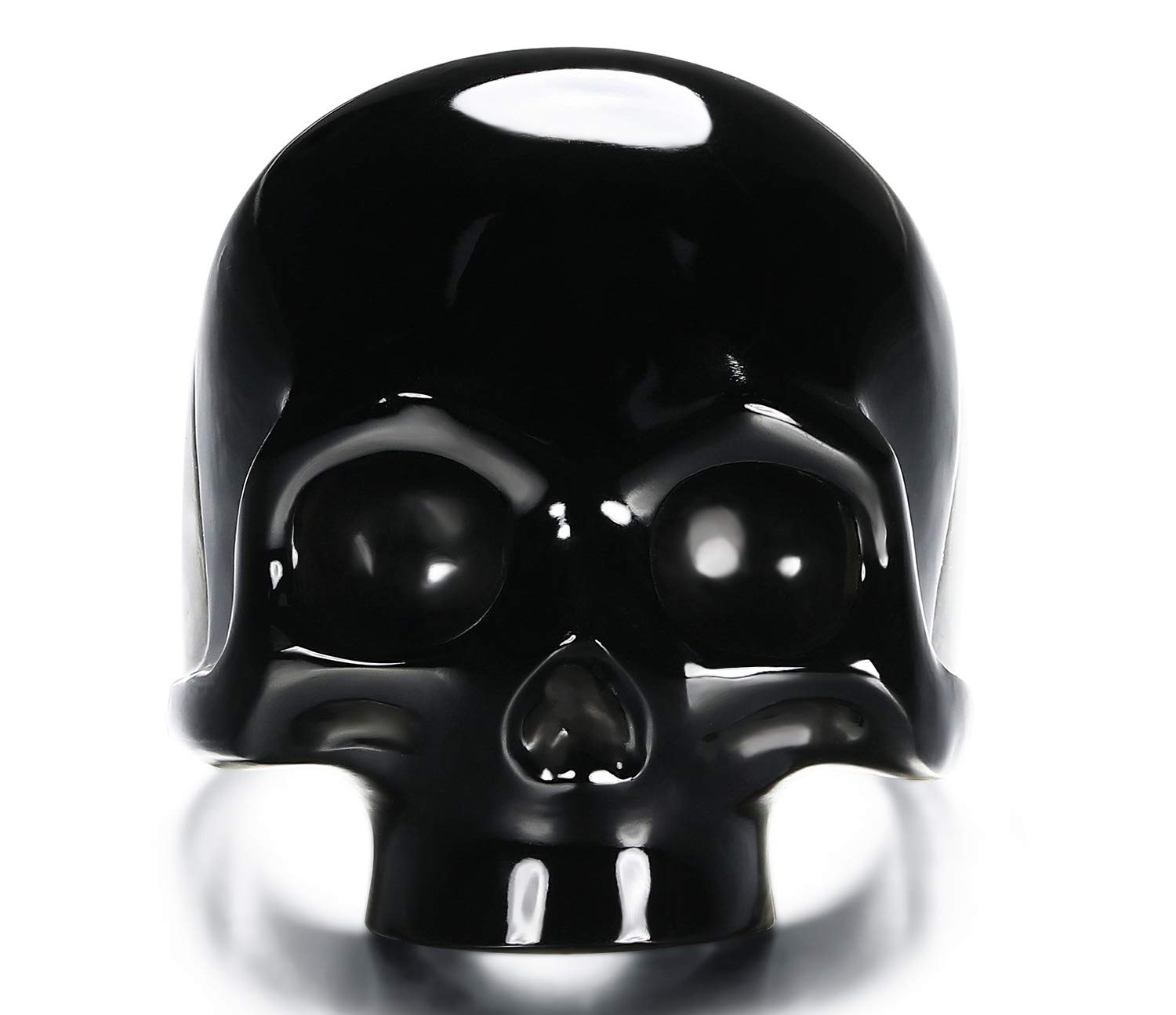 Skullis Signature Gem Skull Ring, Black Obsidian Carved Crystal Skull and 925 Sterling Silver Jewelry (10.5)