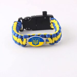 FORUBUS Ukraine Woven Leather Bracelet, Flag Coloring Bracelet for Women Men, National Rope Wristband Jewelry-rope