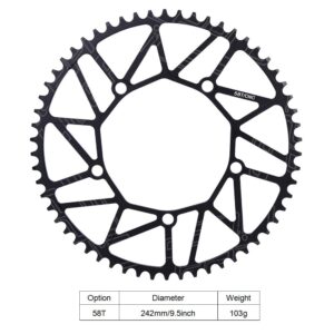 130 BCD Chainring, Aluminium Alloy Bicycle Narrow Wide Chainring Bike Chain Wheel Crank Plates Chainwheel 50T 52T 54T 56T 58T Accessories Repair Spare Parts Single Disc Sprocket for Road Mountain Bike