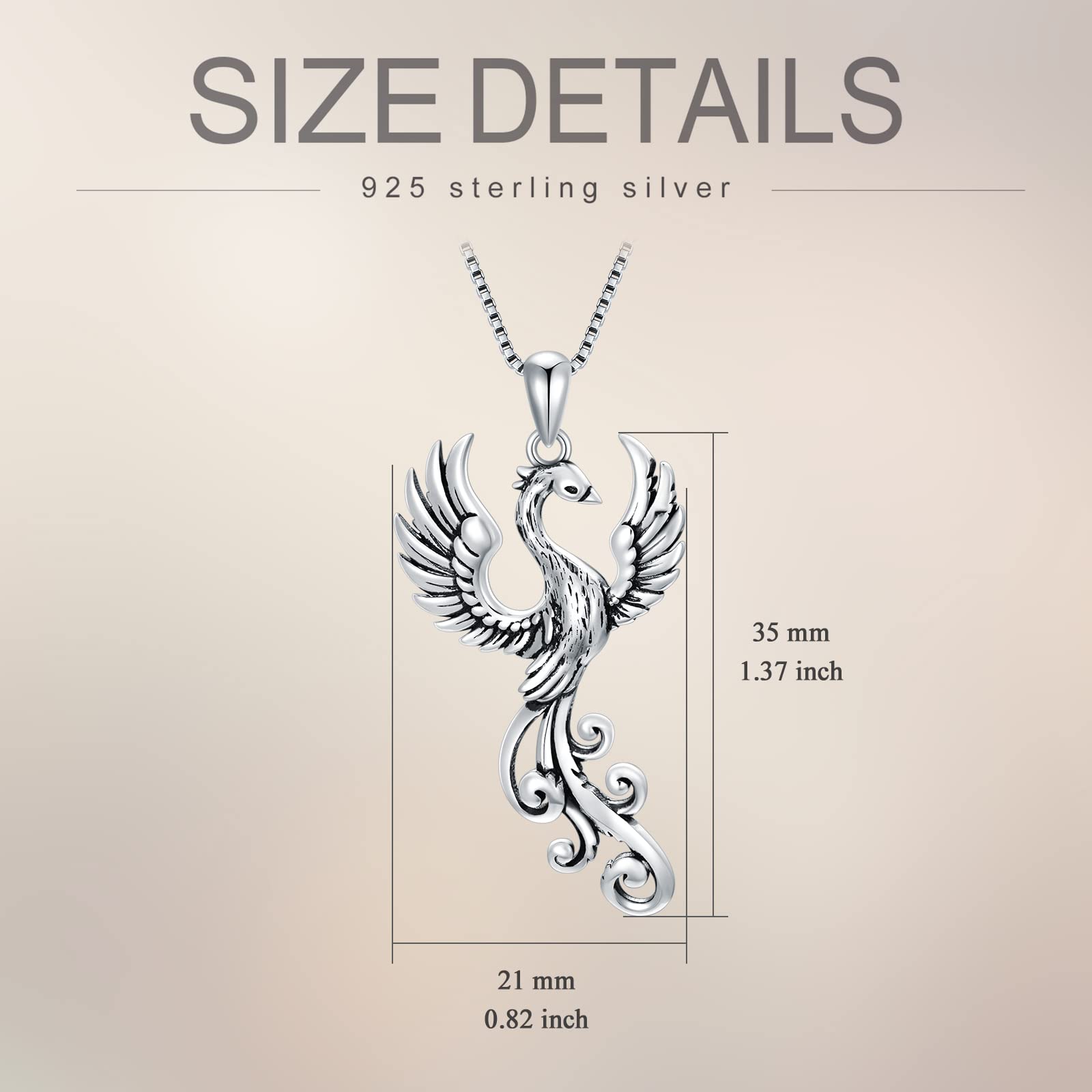 YAFEINI Rising Phoenix Necklace 925 Sterling Silver Bird Pendant Charm for Women