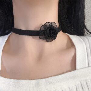 rumtock black lace rose flower velvet choker necklace for women girls punk jewelry ladies dainty necklace