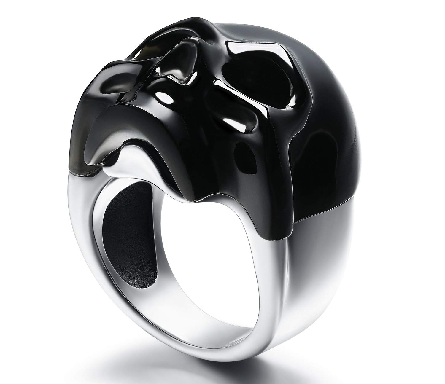 Skullis Signature Gem Skull Ring, Black Obsidian Carved Crystal Skull and 925 Sterling Silver Jewelry (10.5)