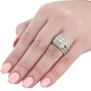 3 ct Diamond Engagement Wedding Cushion Halo Ring Set 10k White Gold - Size 9