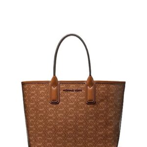 Michael Kors Jodie Small Jacquard Logo Recycled Polyester Tote Handbag Luggage Women's Brown