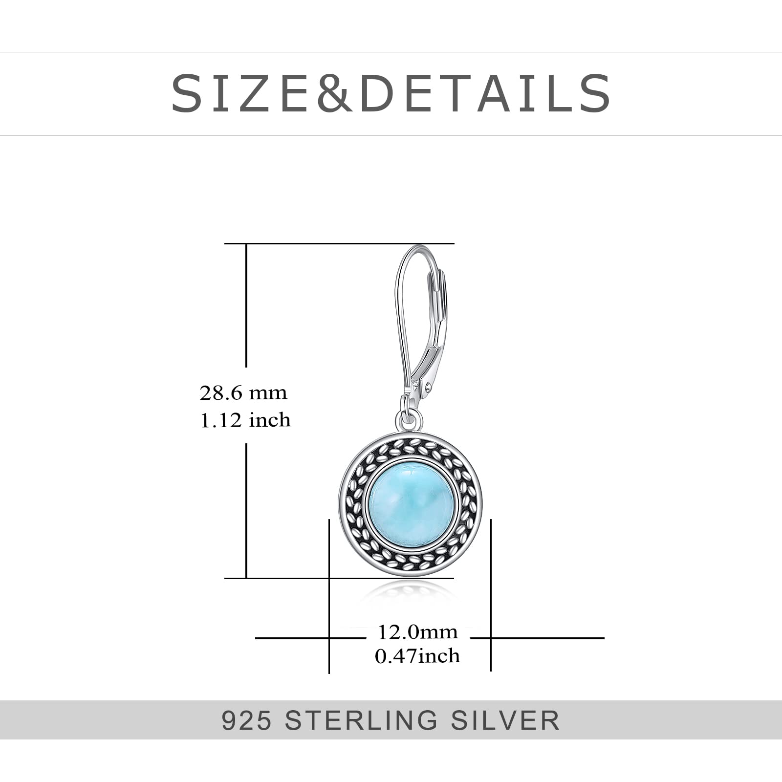 TIGER RIDER Blue Sea Stone Moonstone 925 Sterling Silver Larimar Earrings for Women, Rhinestone Round Crystal Jewelry for Mother s Day Gift, Exquisite Geometry Pendent Earrings