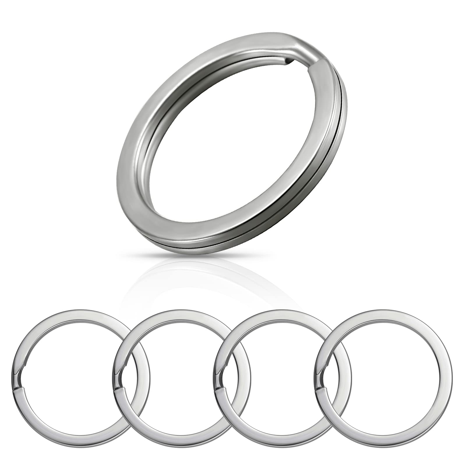 5 Pack Titanium Key Rings Split Rings, 25 mm Split Keyrings for Home Car Keys Attachment 1 Inch