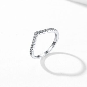 Solid Silver Wish Bone Rings, Shiny Hypoallergenic with S925 Stamp Wedding Bands for Female