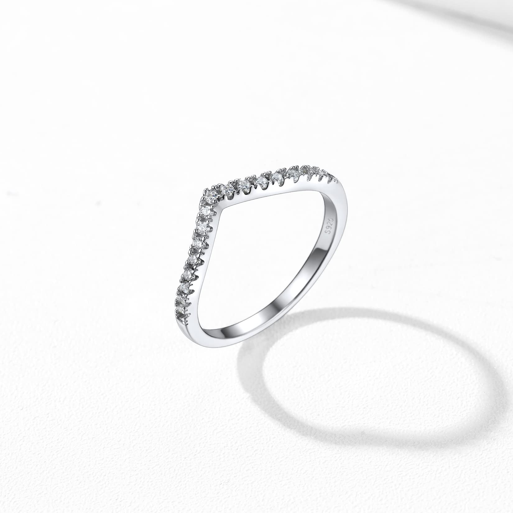 Solid Silver Wish Bone Rings, Shiny Hypoallergenic with S925 Stamp Wedding Bands for Female