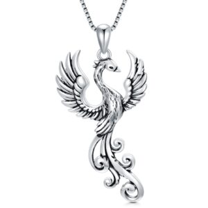 yafeini rising phoenix necklace 925 sterling silver bird pendant charm for women