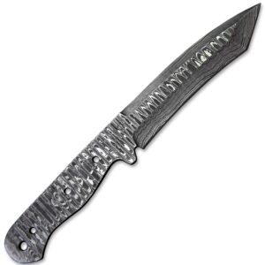 Hercules Knives Custom Hand Forged Damascus Steel Blank Blade Tanto Hunting Knife Damascus Blade Billet Handmade Knife Making Supply (Ladder Pattern)