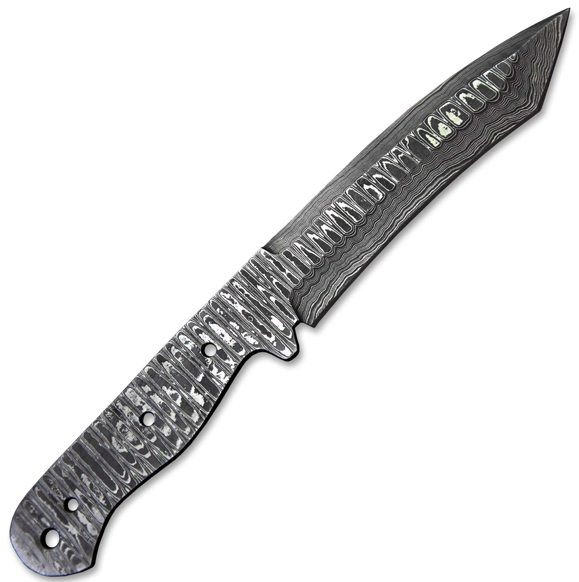 Hercules Knives Custom Hand Forged Damascus Steel Blank Blade Tanto Hunting Knife Damascus Blade Billet Handmade Knife Making Supply (Ladder Pattern)