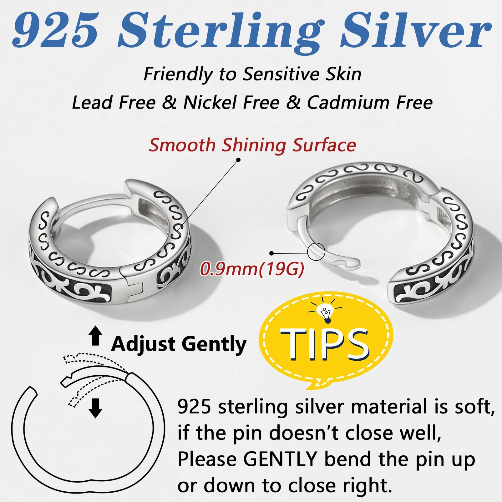 Silver Hoop Earrings for Women Vintage Celtic Knot Huggie Hoops for Couple Unisex Jewelry