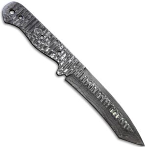 Hercules Knives Custom Hand Forged Damascus Steel Blank Blade Tanto Hunting Knife Damascus Blade Billet Handmade Knife Making Supply (Ladder Pattern)