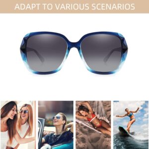 OCERAVE Oversized Polarized Square Sunglasses for Women Men Fashion Sparkling Frame Shades HJ025