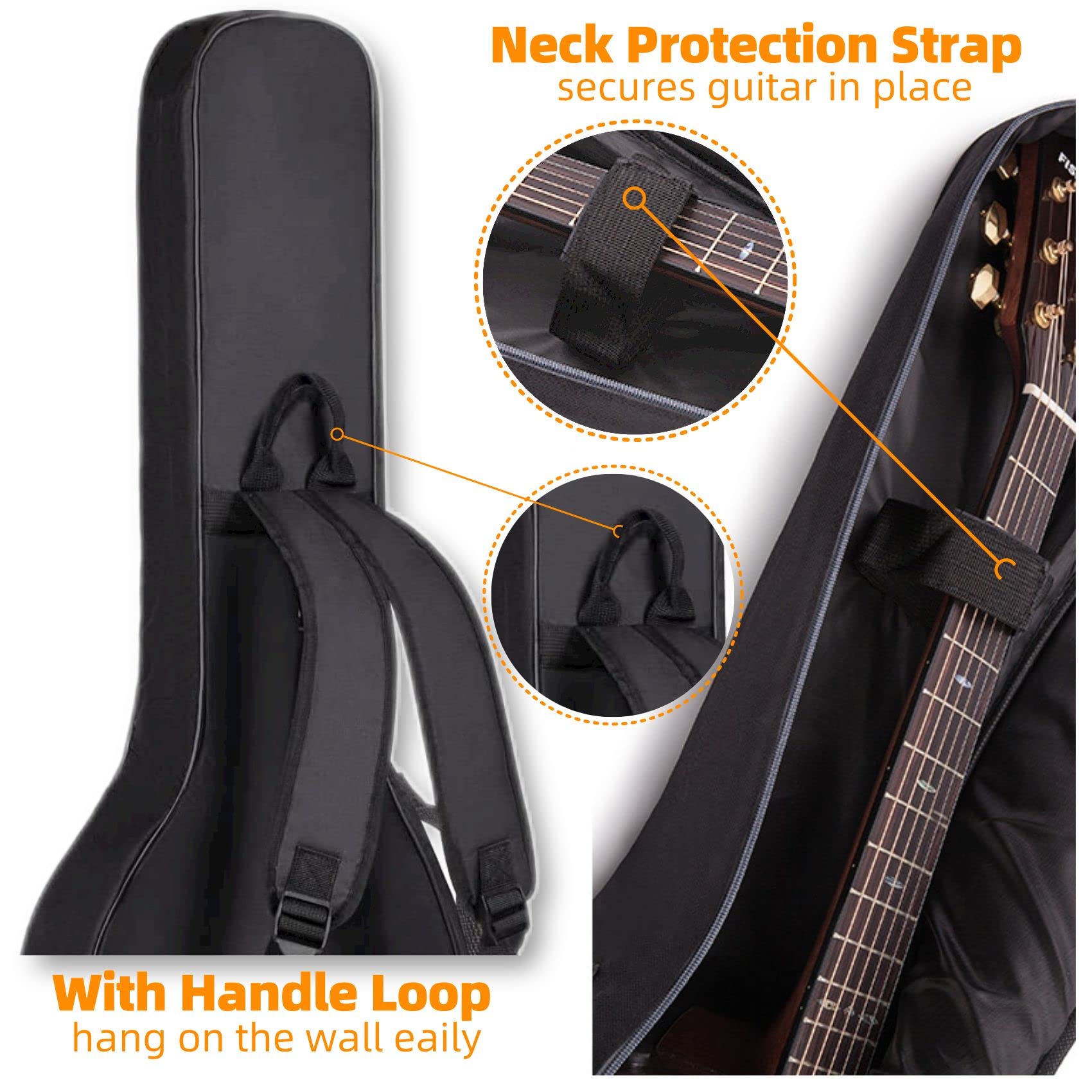 GIGKOUKI 39 inch Electric Guitar Bag Gig Bag 8mm Padding Backpack Padded Soft Guitar Case Black with Back Hanger Loop and Neck Strap