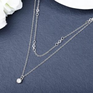 Ursumy Back Necklace Crystal Backdrop Necklace Sexy Body Chain Bridal Back Chain Jewelry for Women (Silver)