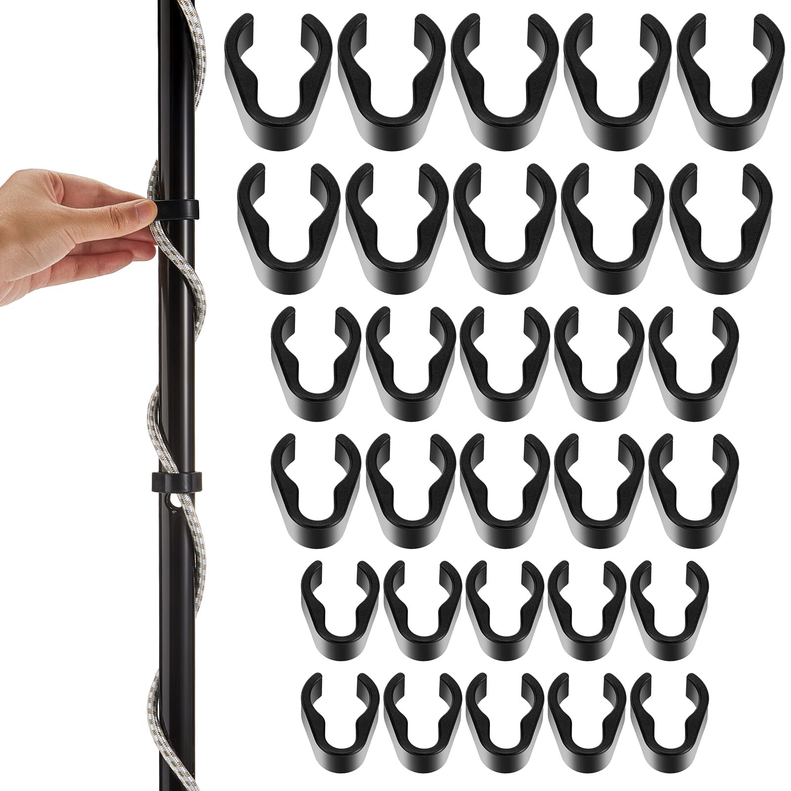 Leinuosen 60 Pcs Mic Cable Clips Flexible ABS Plastic Clips Universal Microphone Boompole Cable Clip Set for Studio Accessories, 15 mm, 20 mm, 25 mm