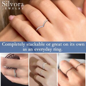 Solid Silver Wish Bone Rings, Shiny Hypoallergenic with S925 Stamp Wedding Bands for Female