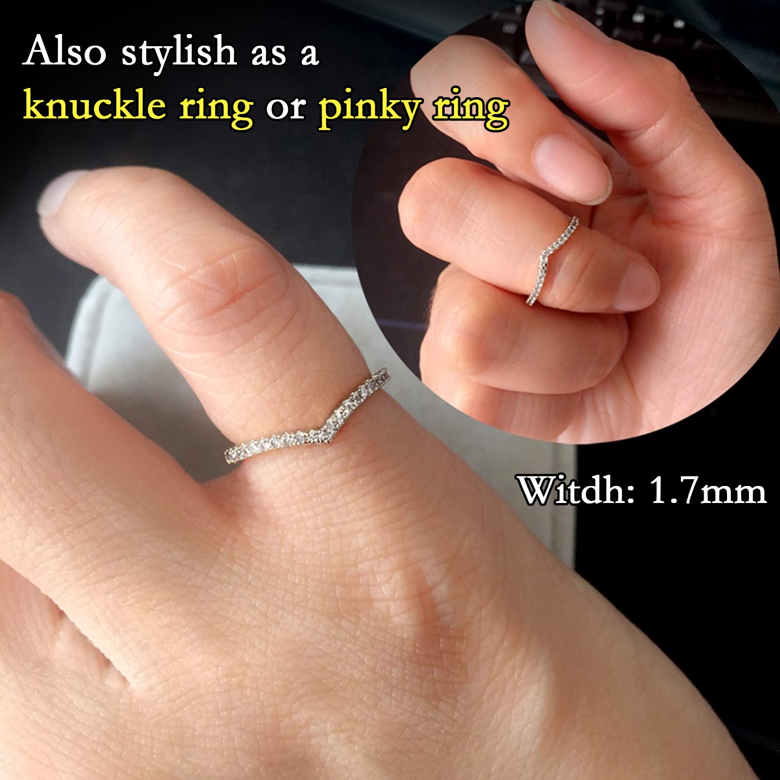 Solid Silver Wish Bone Rings, Shiny Hypoallergenic with S925 Stamp Wedding Bands for Female