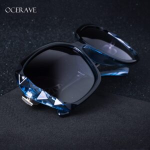 OCERAVE Oversized Polarized Square Sunglasses for Women Men Fashion Sparkling Frame Shades HJ025