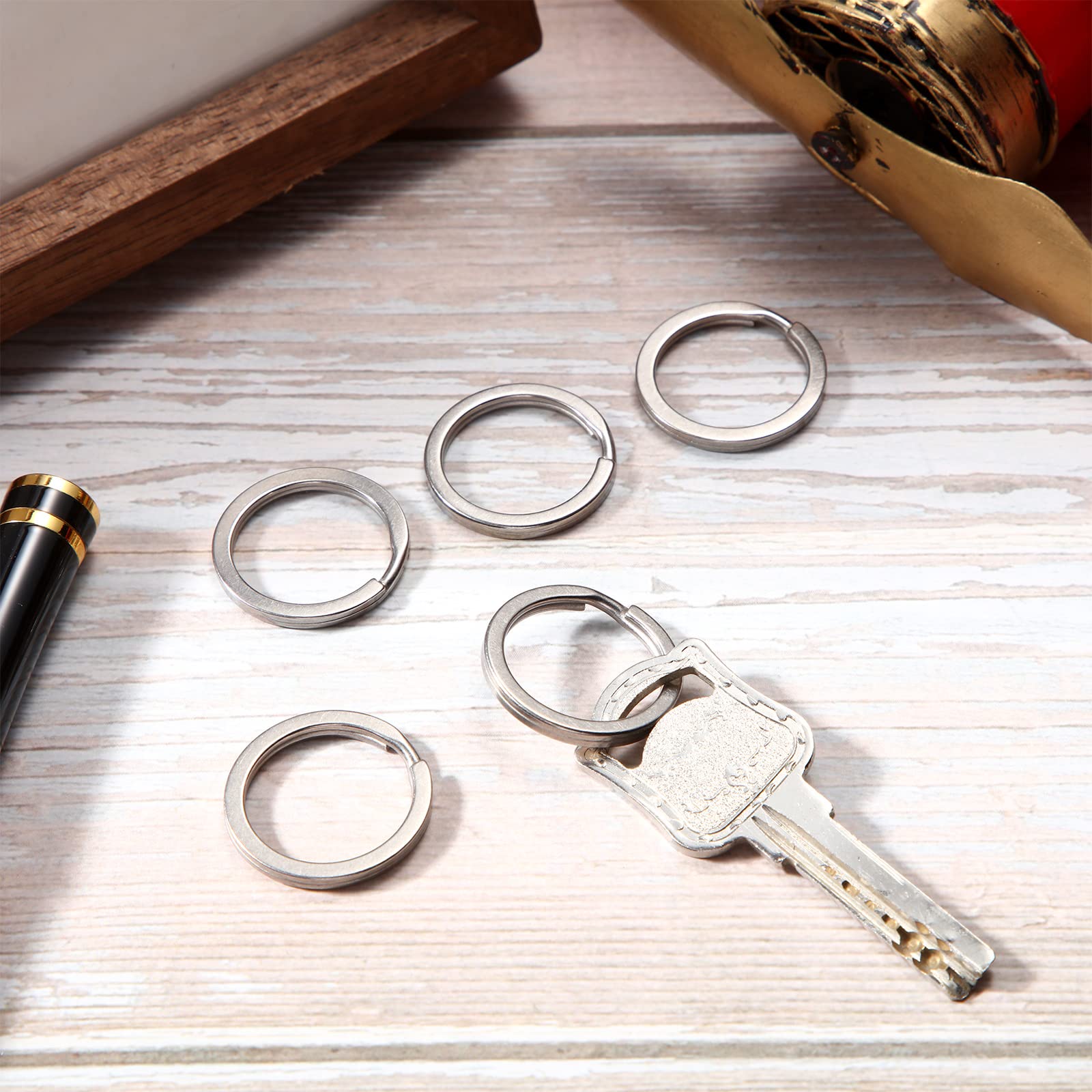 5 Pack Titanium Key Rings Split Rings, 25 mm Split Keyrings for Home Car Keys Attachment 1 Inch