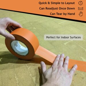 Quick Court Indoor Pickleball Court Tape, The Complete Pickleball Court Marking Kit - 2'' x 230FT, Pickleball Court Marking Tape with Instructions Included for Fast Court Marking (Orange)