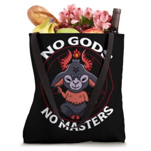 No Gods No Masters Baphomet Pentagram Atheist Satanism Tote Bag