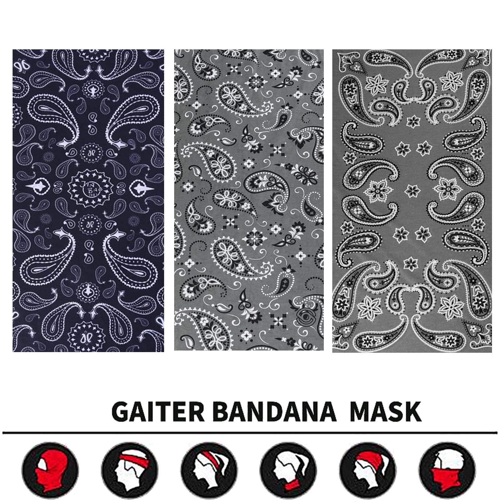 Neck Gaiter Face Cover Bandana Mask Scarf, Breathable Sun& Dust-proof for Cycling Running Fishing Hiking