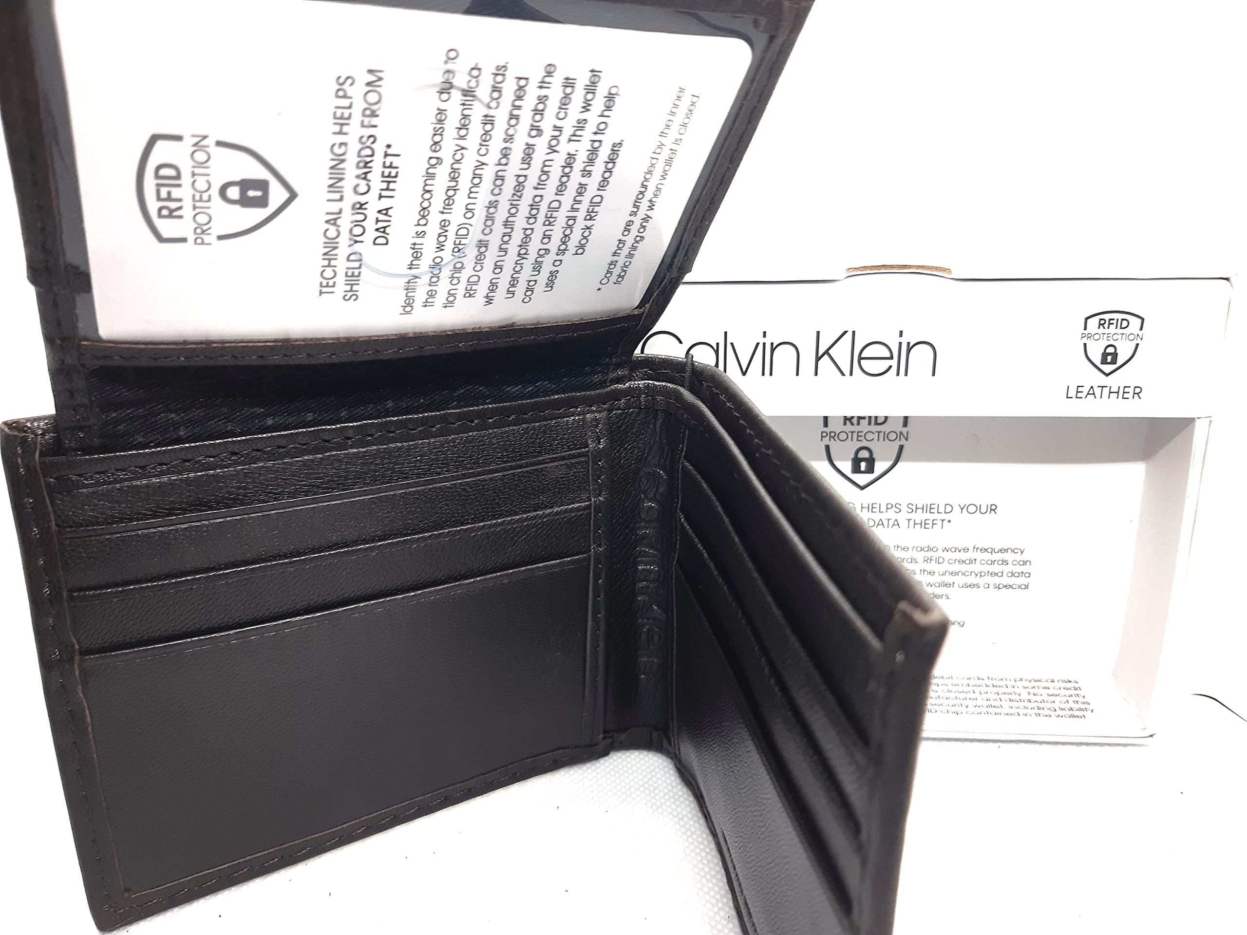 Calvin Klein Men's Genuine Leather Wallet with RFID Protection Black, Black, Standard, American, Black, std, American