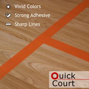 Quick Court Indoor Pickleball Court Tape, The Complete Pickleball Court Marking Kit - 2'' x 230FT, Pickleball Court Marking Tape with Instructions Included for Fast Court Marking (Orange)