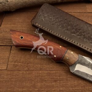 Classic Blades San Mai Damascus Steel Handmade Hunting knife, Bushcraft knife, Fixed blade knife, Outdoor Full Tang Forged knife, Camping knife Wooden Handle With Leather Sheath