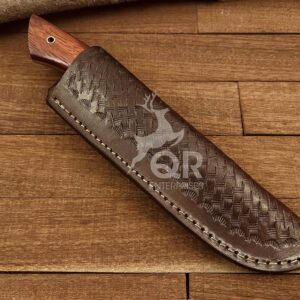 Classic Blades San Mai Damascus Steel Handmade Hunting knife, Bushcraft knife, Fixed blade knife, Outdoor Full Tang Forged knife, Camping knife Wooden Handle With Leather Sheath