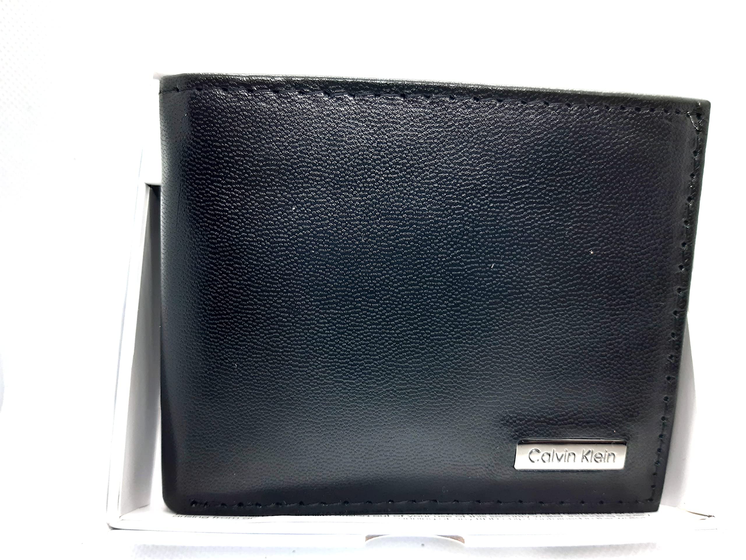 Calvin Klein Men's Genuine Leather Wallet with RFID Protection Black, Black, Standard, American, Black, std, American