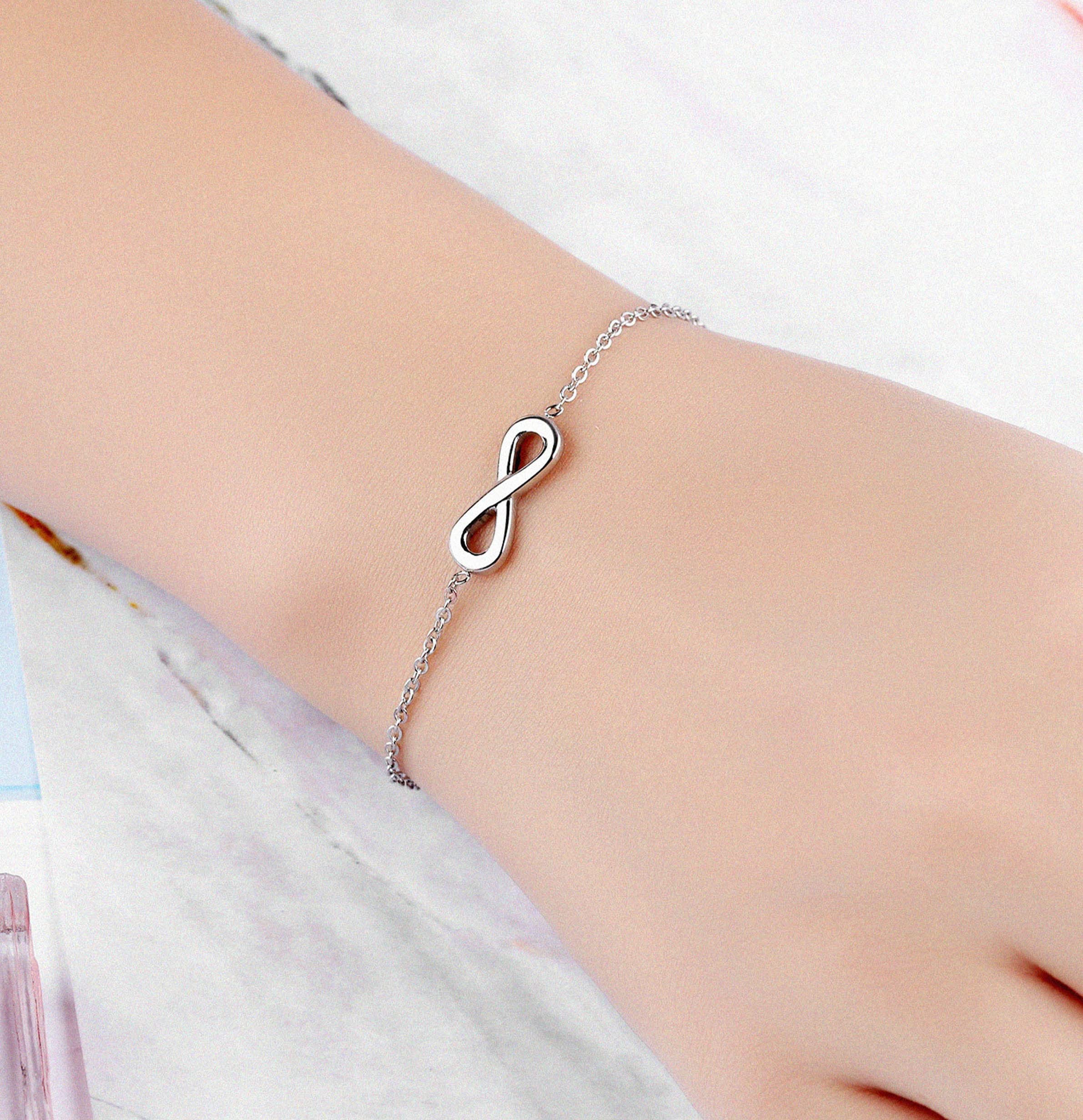 KristLand Dainty Gold Bracelets for Women Circle Butterfly Ankle Bracelets Layered Hand Chain Adjustable Long Jewelry for Birthday Gifts for Women Teen Silver Infinity