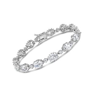 Scienza Riviere Silver Bracelets for Women – 20-ct Cubic Zirconia Tennis Bracelet – .925 Sterling Silver Bracelet – Luxury Tennis Bracelets for Women