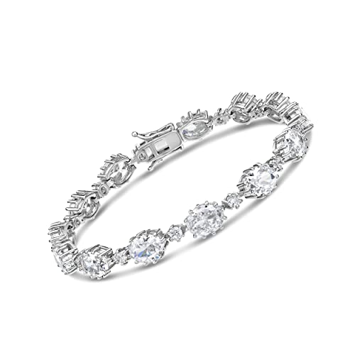 Scienza Riviere Silver Bracelets for Women – 20-ct Cubic Zirconia Tennis Bracelet – .925 Sterling Silver Bracelet – Luxury Tennis Bracelets for Women