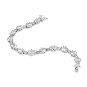 Scienza Riviere Silver Bracelets for Women – 20-ct Cubic Zirconia Tennis Bracelet – .925 Sterling Silver Bracelet – Luxury Tennis Bracelets for Women