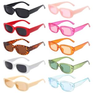 sunovelties 10 pack rectangle sunglasses for women retro narrow square glasses vintage eyewear luxury design uniex