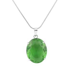 GEMHUB Loose Gemstones For Necklace 100.00 Carats. Green Amethyst Oval Cut Sterling Silver Gemstone Pendant With Chain, Healing Pendant, Mothers Day Special