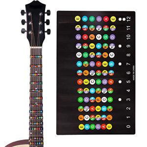 Guitar Fretboard Stickers,1pc Colorful Guitar Fretboard Note Decal with 1pc Guitar Fretboard Stickers Numbers and 2pc Guitar Pick for Beginner Learner Practice Fit 6 Strings Acoustic Electric Guitars…