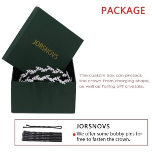 Jorsnovs Cubic Zirconia Double Layer Leaves Wedding Bride Headband Princess Bridal Zircon Tiaras Headwear for Women Prom Party Headpieces Hair Accessories