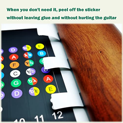 Guitar Fretboard Stickers,1pc Colorful Guitar Fretboard Note Decal with 1pc Guitar Fretboard Stickers Numbers and 2pc Guitar Pick for Beginner Learner Practice Fit 6 Strings Acoustic Electric Guitars…