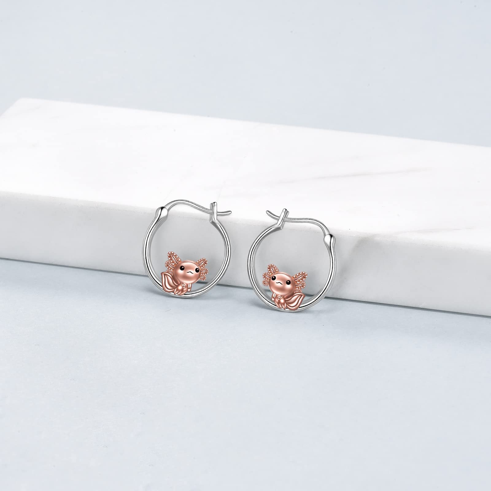 TIGER RIDER Axolotl Hoop Earrings for Women 925 Sterling Silver Axolotl Jewelry