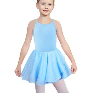 EQSJIU Ballet Costumes For Girls Toddler Dance 2t 3t 18-24 Months Leotards With Skirts Tutu Outfits Bodysuits Light Royal Blue